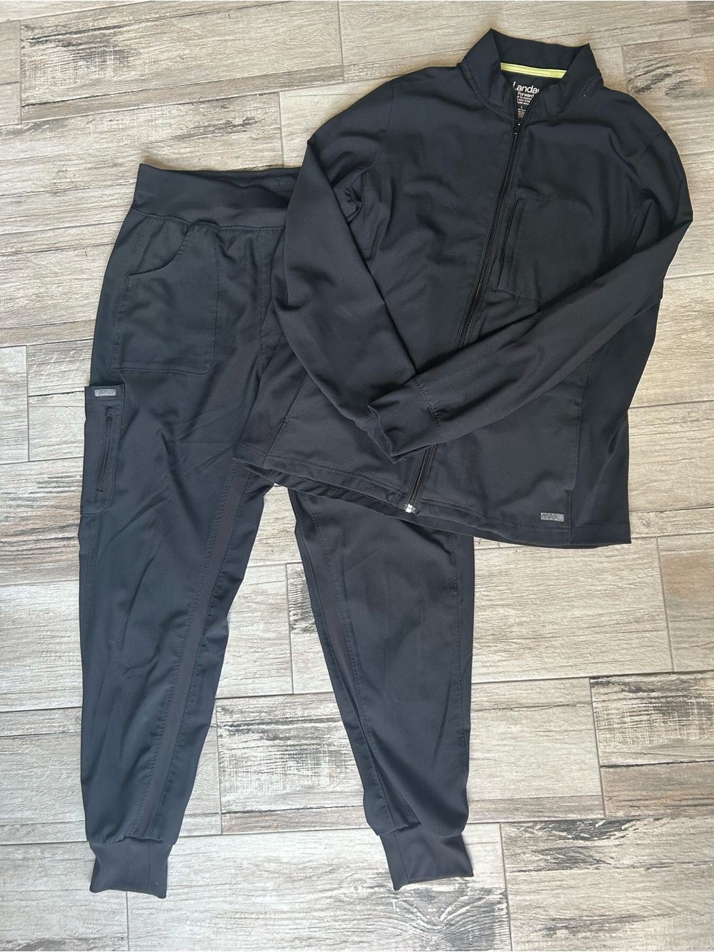 Landau Black Women's Jacket and Jogger Set